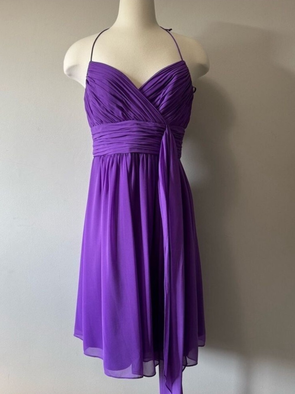 Ralph Lauren Purple Ruched Ruffled Mini Dress NWT SZ 8